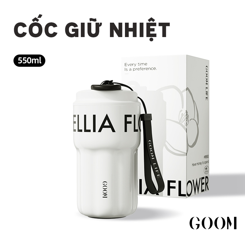 CỐC GIỮ NHIỆT KÈM ỐNG HÚT THÉP KHÔNG GỈ 316L CAO CẤP GOOM