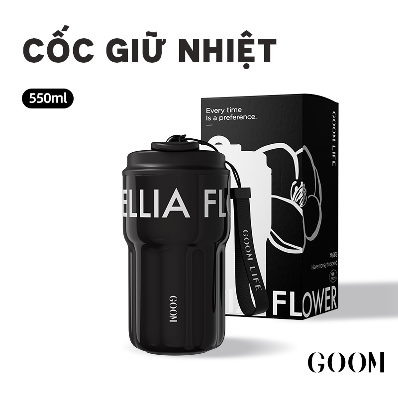 CỐC GIỮ NHIỆT KÈM ỐNG HÚT THÉP KHÔNG GỈ 316L CAO CẤP GOOM