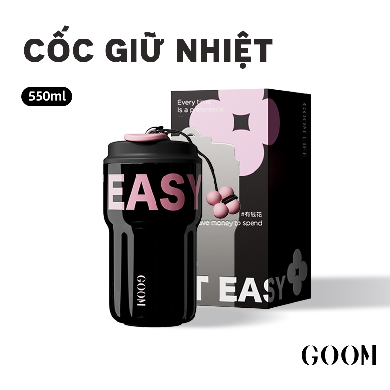 CỐC GIỮ NHIỆT KÈM ỐNG HÚT THÉP KHÔNG GỈ 316L CAO CẤP GOOM