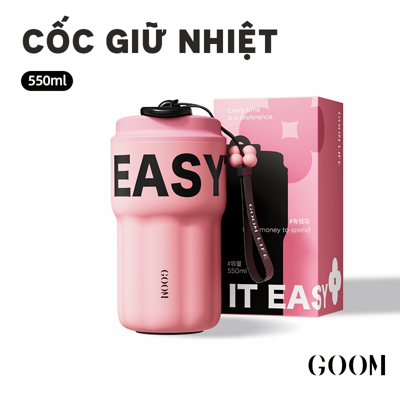 CỐC GIỮ NHIỆT KÈM ỐNG HÚT THÉP KHÔNG GỈ 316L CAO CẤP GOOM
