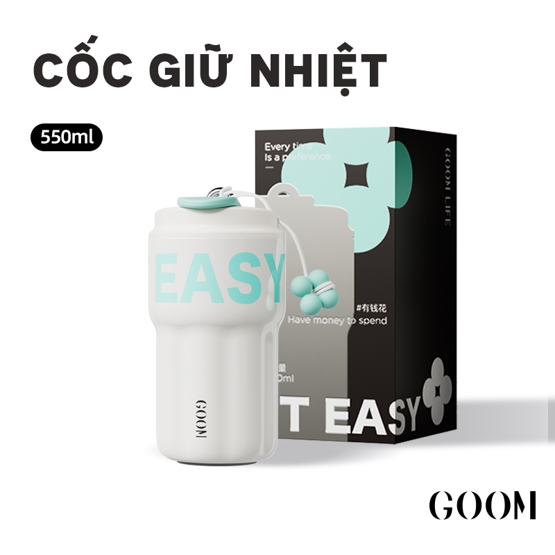 CỐC GIỮ NHIỆT KÈM ỐNG HÚT THÉP KHÔNG GỈ 316L CAO CẤP GOOM