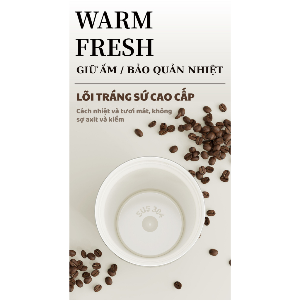 CỐC GIỮ NHIỆT LÕI TRÁNG SỨ CAO CẤP CÓ QUAI XÁCH ALLJOINT 500ML