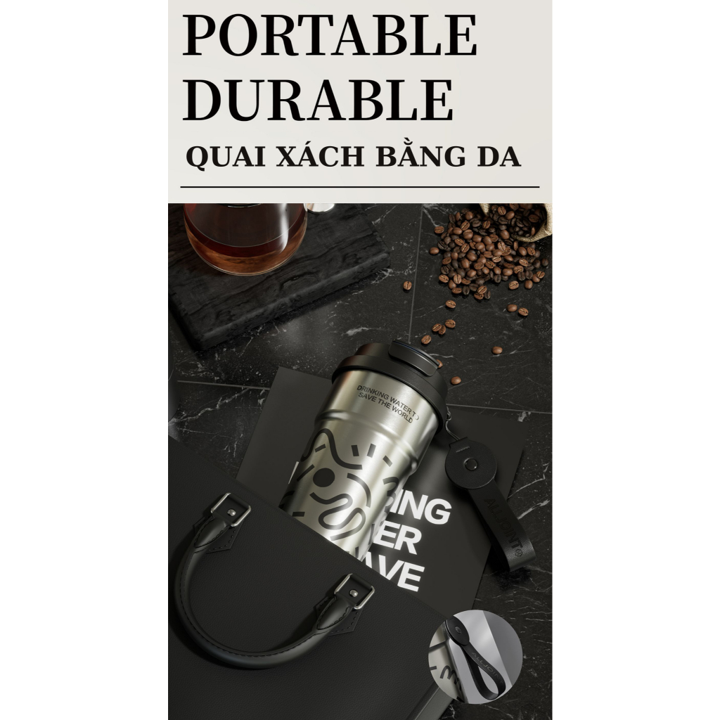 CỐC GIỮ NHIỆT LÕI TRÁNG SỨ CAO CẤP CÓ QUAI XÁCH ALLJOINT 500ML