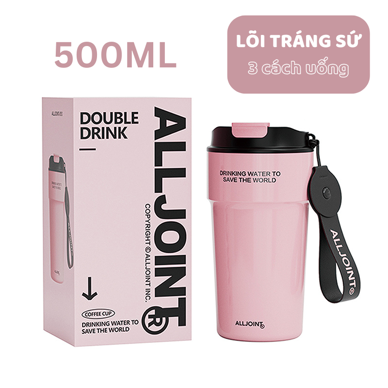 CỐC GIỮ NHIỆT LÕI TRÁNG SỨ CAO CẤP CÓ QUAI XÁCH ALLJOINT 500ML
