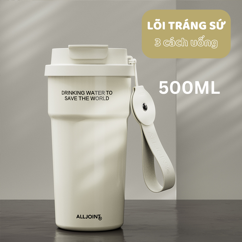 CỐC GIỮ NHIỆT LÕI TRÁNG SỨ CAO CẤP CÓ QUAI XÁCH ALLJOINT 500ML