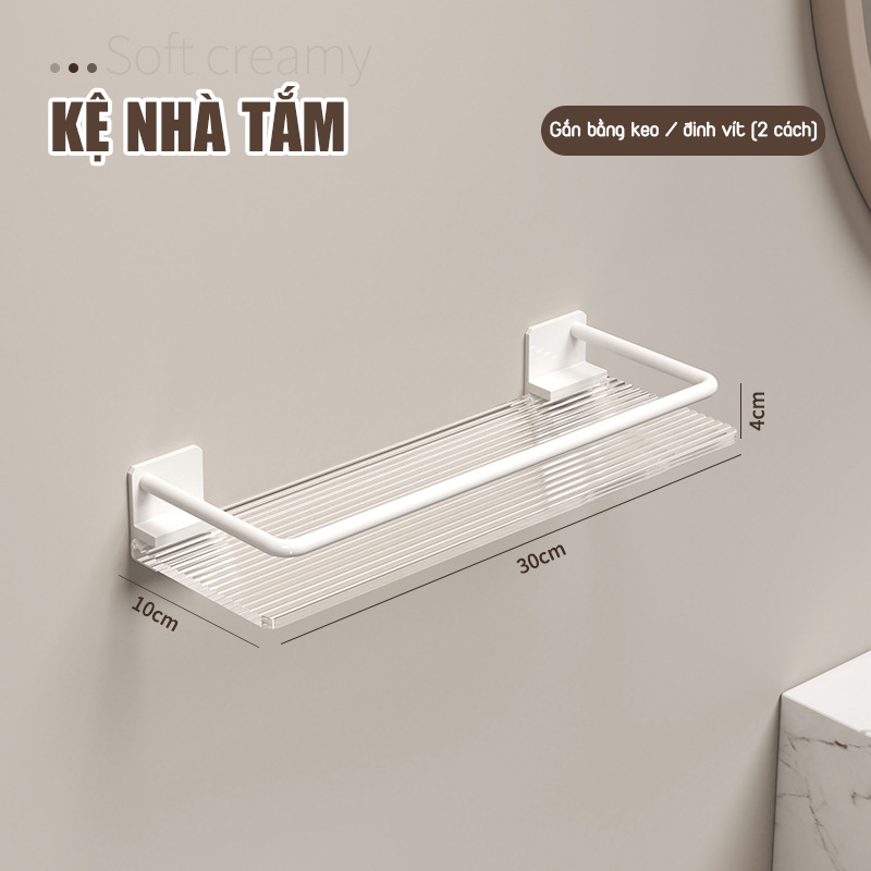 KỆ PHÒNG TẮM KỆ ĐỂ ĐỒ MICA SÓNG CAO CẤP DÁN TƯỜNG KHÔNG KHOAN VÍT