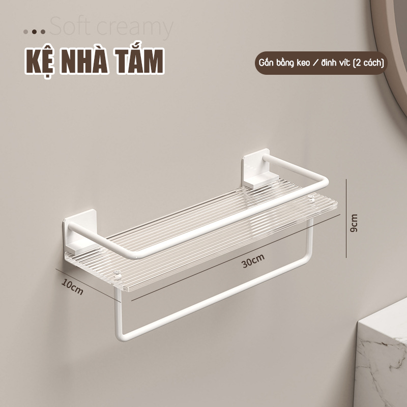 KỆ PHÒNG TẮM KỆ ĐỂ ĐỒ MICA SÓNG CAO CẤP DÁN TƯỜNG KHÔNG KHOAN VÍT
