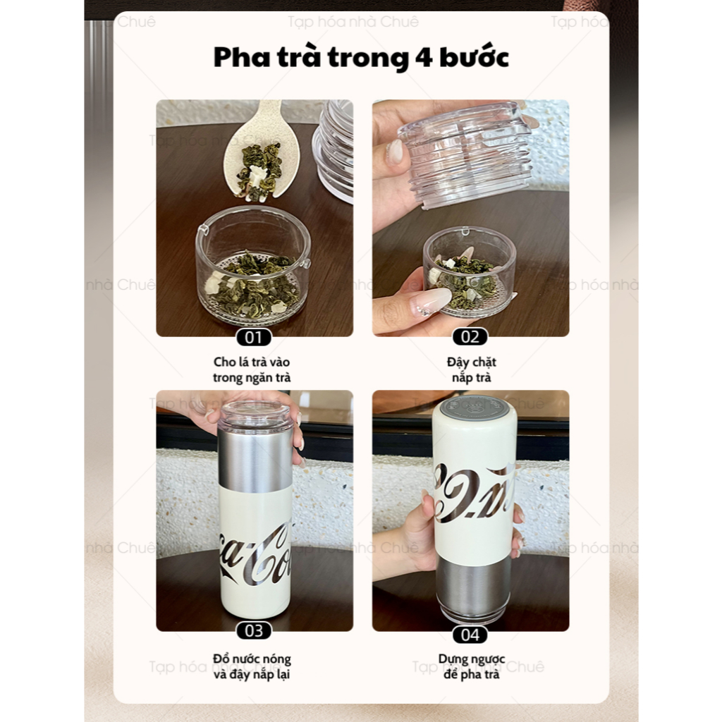 CỐC GIỮ NHIỆT PHA TRÀ LÕI THÉP KHÔNG GỈ S31603 CAO CẤP GERM