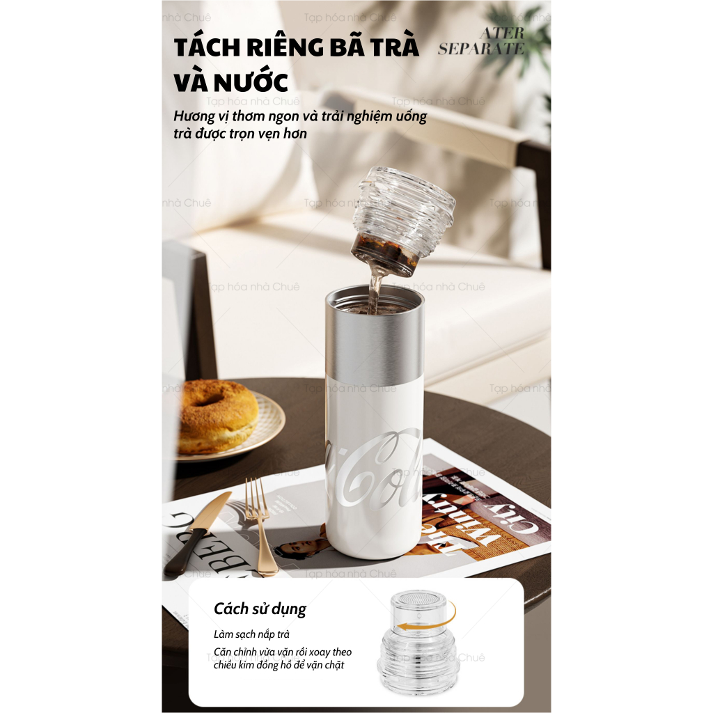 CỐC GIỮ NHIỆT PHA TRÀ LÕI THÉP KHÔNG GỈ S31603 CAO CẤP GERM