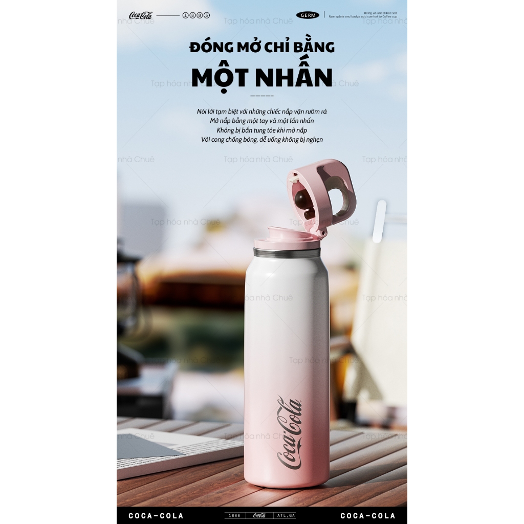 BÌNH GIỮ NHIỆT THỂ THAO NẮP LẬT LÕI THÉP KHÔNG GỈ S31603 CAO CẤP CHÍNH HÃNG GERM