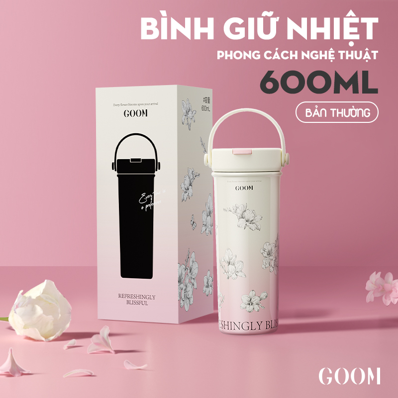 CỐC GIỮ NHIỆT CAO CẤP GOOM 600ML LÕI INOX316L KÈM ỐNG LỌC TRÀ