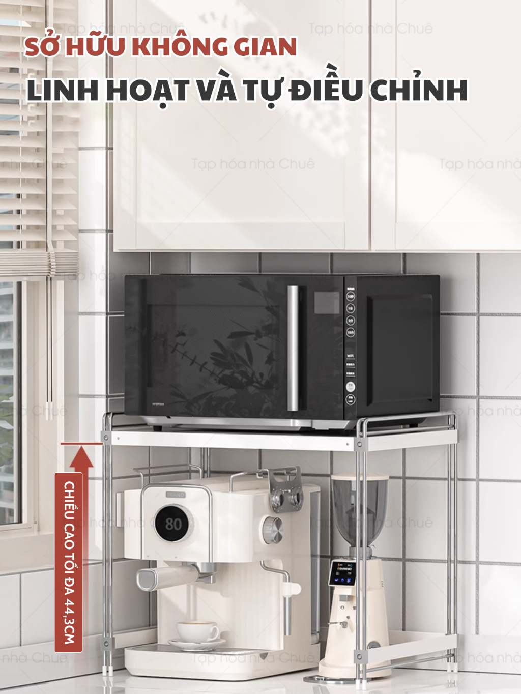 [iKEDE] KỆ BẾP ĐA NĂNG ĐỂ BÀN KHUNG THÉP KHÔNG GỈ NGUYÊN KHỐI CHẮC CHẮN ĐIỀU CHỈNH ĐƯỢC NGĂN LINH HOẠT
