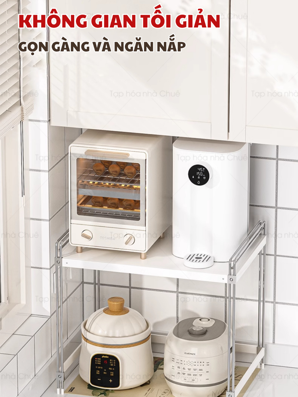 [iKEDE] KỆ BẾP ĐA NĂNG ĐỂ BÀN KHUNG THÉP KHÔNG GỈ NGUYÊN KHỐI CHẮC CHẮN ĐIỀU CHỈNH ĐƯỢC NGĂN LINH HOẠT