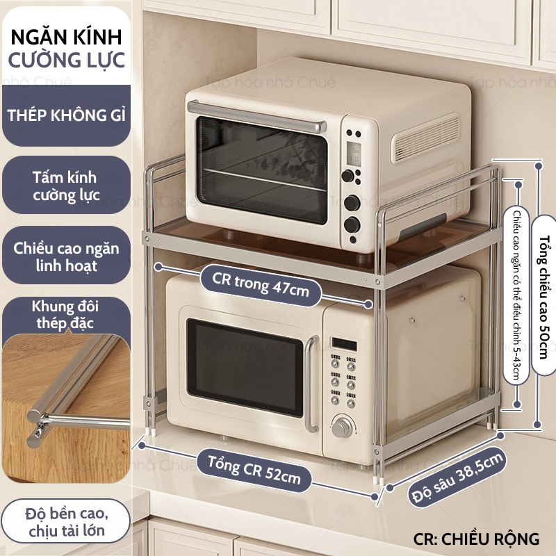 [iKEDE] KỆ BẾP ĐA NĂNG ĐỂ BÀN KHUNG THÉP KHÔNG GỈ NGUYÊN KHỐI CHẮC CHẮN ĐIỀU CHỈNH ĐƯỢC NGĂN LINH HOẠT