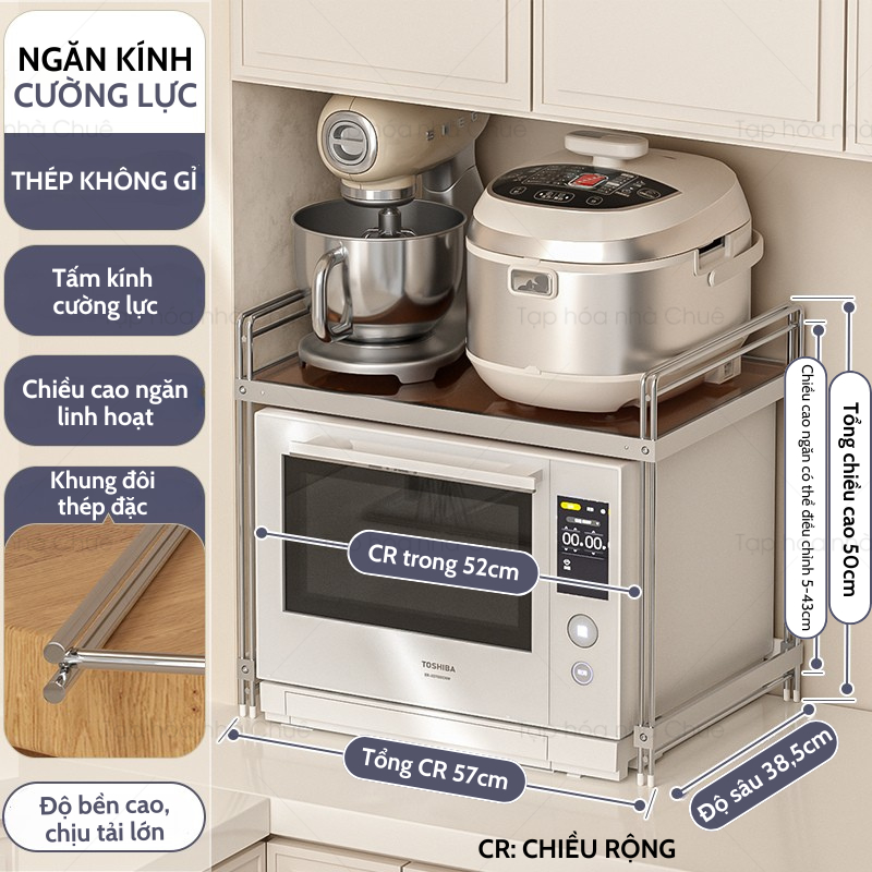 [iKEDE] KỆ BẾP ĐA NĂNG ĐỂ BÀN KHUNG THÉP KHÔNG GỈ NGUYÊN KHỐI CHẮC CHẮN ĐIỀU CHỈNH ĐƯỢC NGĂN LINH HOẠT