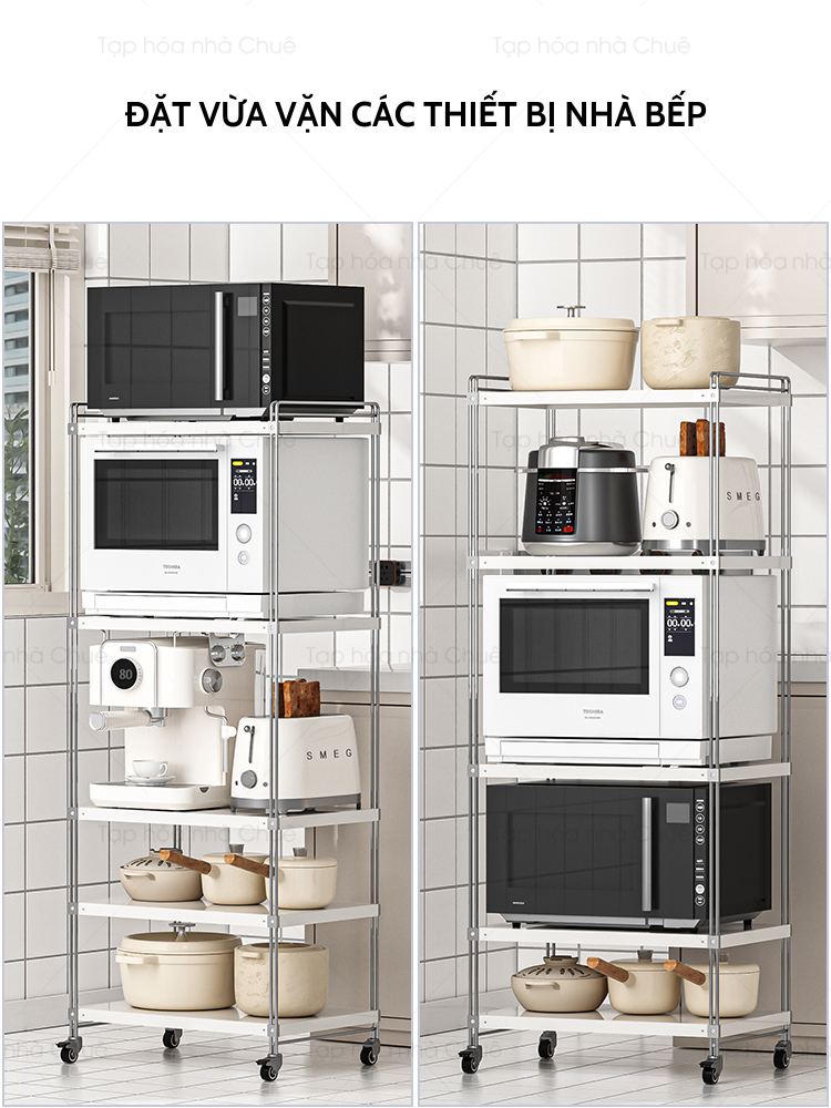 [iKEDE] KỆ BẾP INOX CAO CẤP KỆ CAO TẦNG CÓ BÁNH XE NÂNG HẠ TÙY Ý LINH HOẠT CÁC NGĂN CHIA TIỆN LỢI
