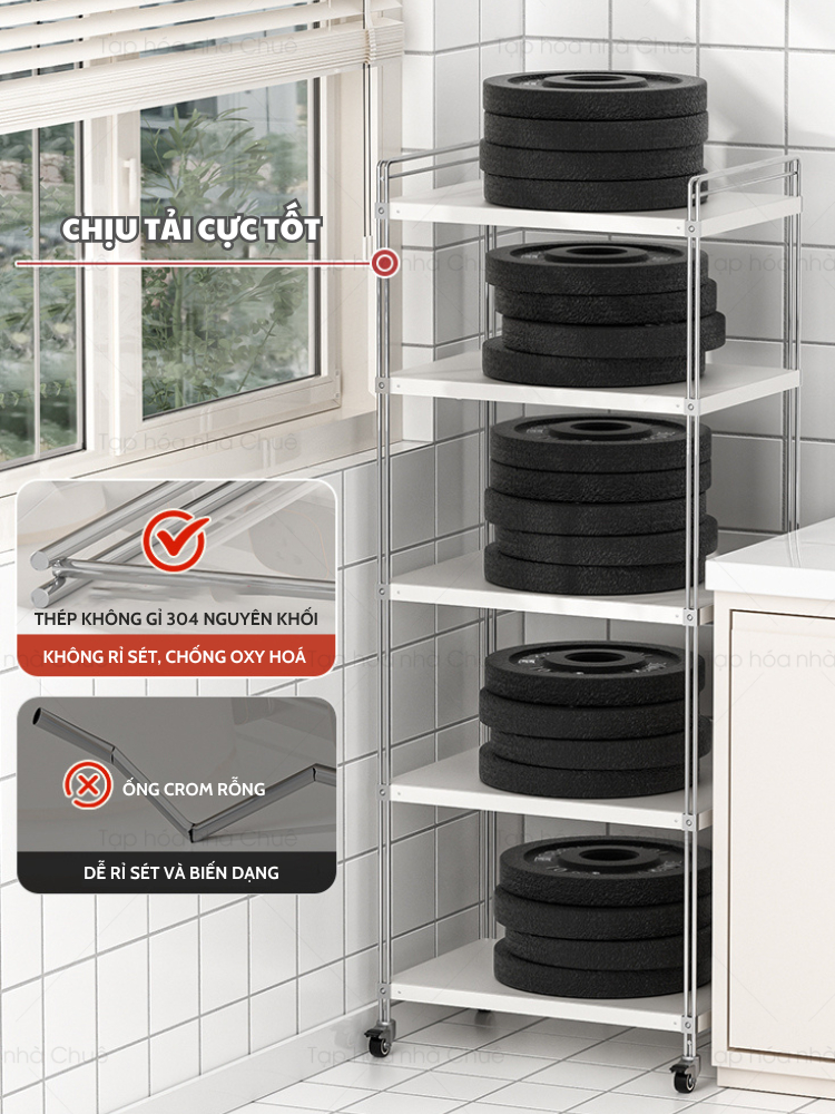 [iKEDE] KỆ BẾP INOX CAO CẤP KỆ CAO TẦNG CÓ BÁNH XE NÂNG HẠ TÙY Ý LINH HOẠT CÁC NGĂN CHIA TIỆN LỢI