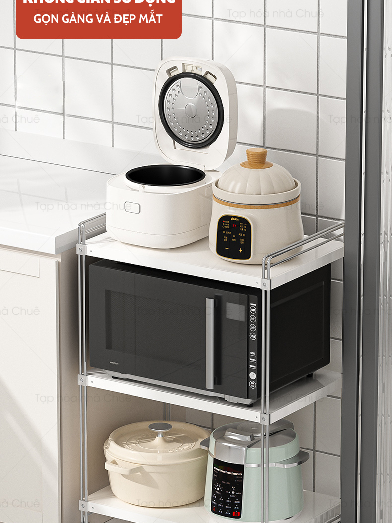 [iKEDE] KỆ BẾP INOX CAO CẤP KỆ CAO TẦNG CÓ BÁNH XE NÂNG HẠ TÙY Ý LINH HOẠT CÁC NGĂN CHIA TIỆN LỢI