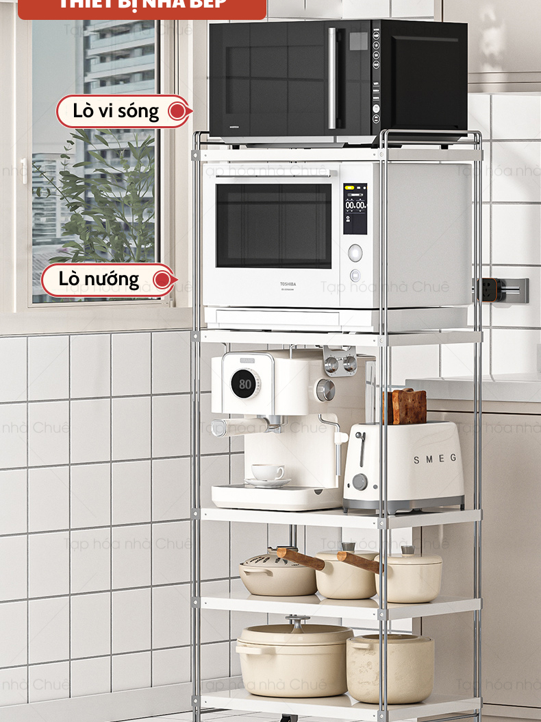 [iKEDE] KỆ BẾP INOX CAO CẤP KỆ CAO TẦNG CÓ BÁNH XE NÂNG HẠ TÙY Ý LINH HOẠT CÁC NGĂN CHIA TIỆN LỢI