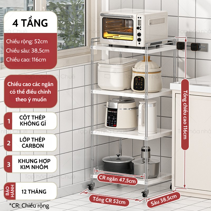 [iKEDE] KỆ BẾP INOX CAO CẤP KỆ CAO TẦNG CÓ BÁNH XE NÂNG HẠ TÙY Ý LINH HOẠT CÁC NGĂN CHIA TIỆN LỢI
