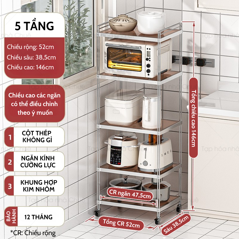 [iKEDE] KỆ BẾP INOX CAO CẤP KỆ CAO TẦNG CÓ BÁNH XE NÂNG HẠ TÙY Ý LINH HOẠT CÁC NGĂN CHIA TIỆN LỢI