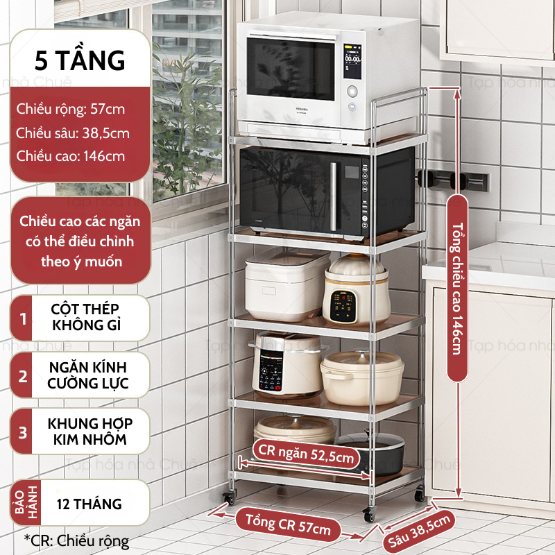 [iKEDE] KỆ BẾP INOX CAO CẤP KỆ CAO TẦNG CÓ BÁNH XE NÂNG HẠ TÙY Ý LINH HOẠT CÁC NGĂN CHIA TIỆN LỢI