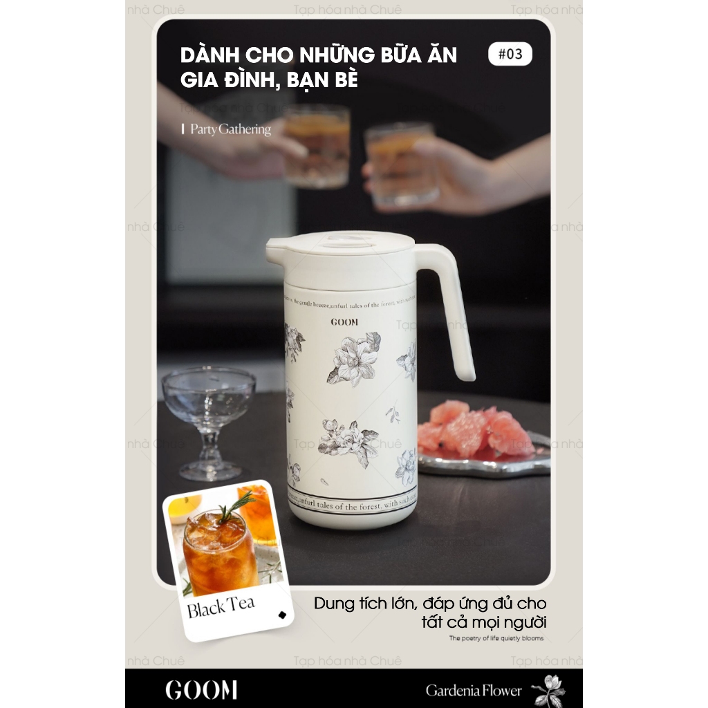 BÌNH TRÀ GIỮ NHIỆT PHÍCH GIỮ NHIỆT 1.2L GOOM GARDEN