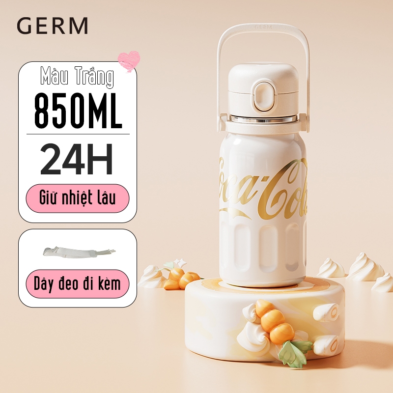 BÌNH GIỮ NHIỆT CAO CẤP INOX316L GIỮ NHIỆT 24H CHÍNH HÃNG GERM x COCACOLA KÈM ỐNG HÚT HỘP NGÂM TRÀ 850ML