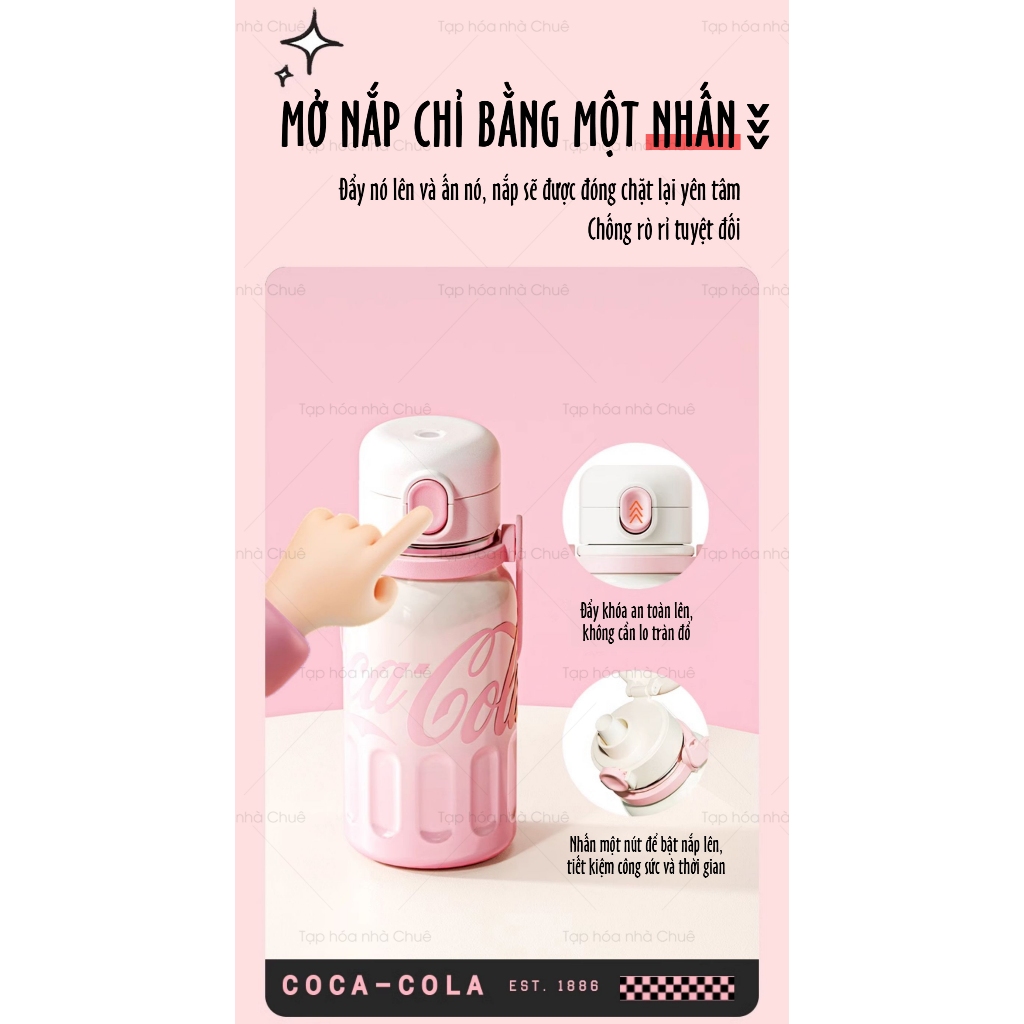 BÌNH GIỮ NHIỆT CAO CẤP INOX316L GIỮ NHIỆT 24H CHÍNH HÃNG GERM x COCACOLA KÈM ỐNG HÚT HỘP NGÂM TRÀ 850ML