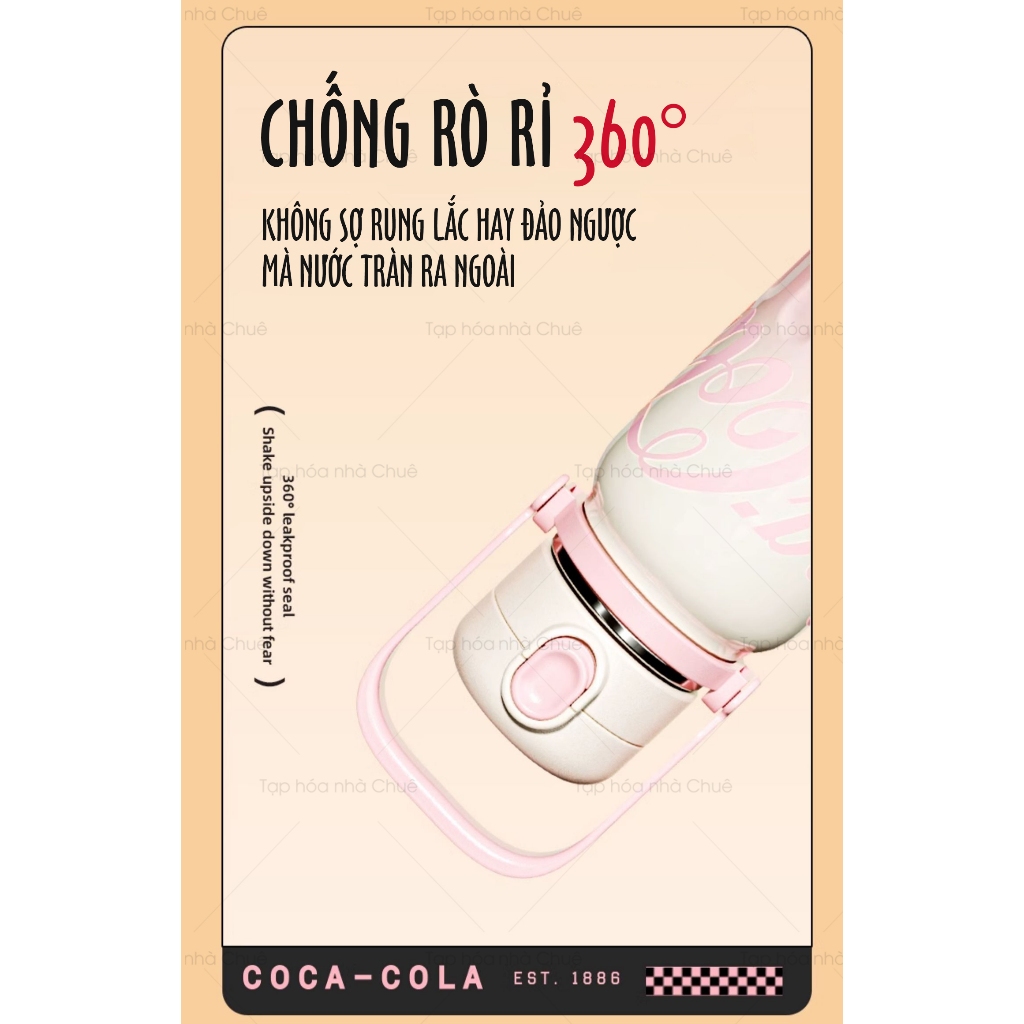 BÌNH GIỮ NHIỆT CAO CẤP INOX316L GIỮ NHIỆT 24H CHÍNH HÃNG GERM x COCACOLA KÈM ỐNG HÚT HỘP NGÂM TRÀ 850ML