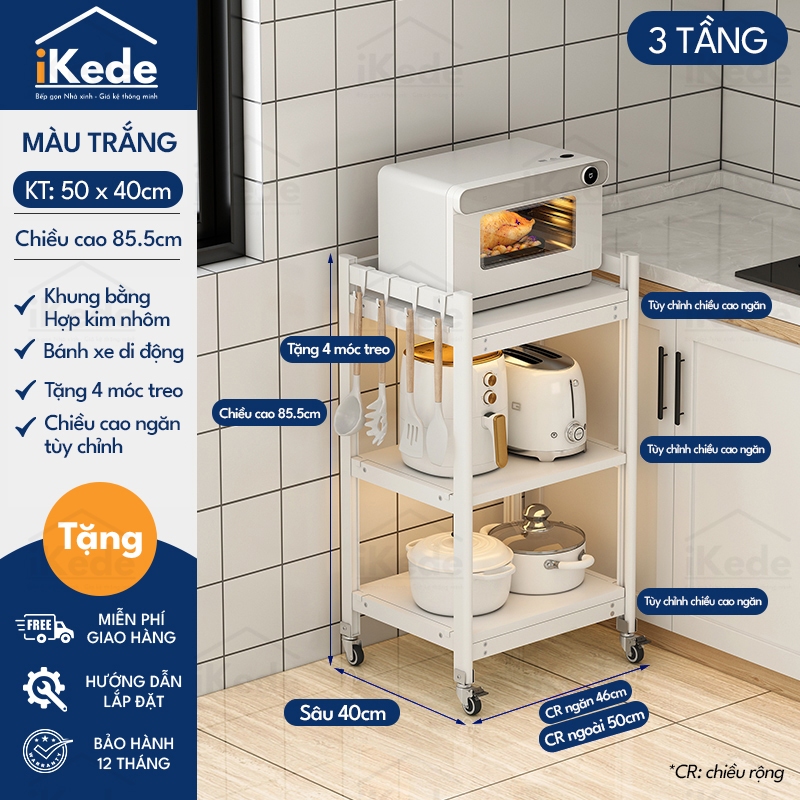 [L40/LD40] KỆ TỦ BẾP ĐA NĂNG DI ĐỘNG HỢP KIM NHÔM SPACEALUMINM CAO CẤP - MÀU ĐEN