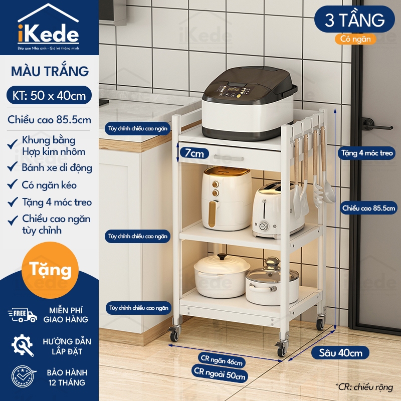 [L40/LD40] KỆ TỦ BẾP ĐA NĂNG DI ĐỘNG HỢP KIM NHÔM SPACEALUMINM CAO CẤP - MÀU ĐEN