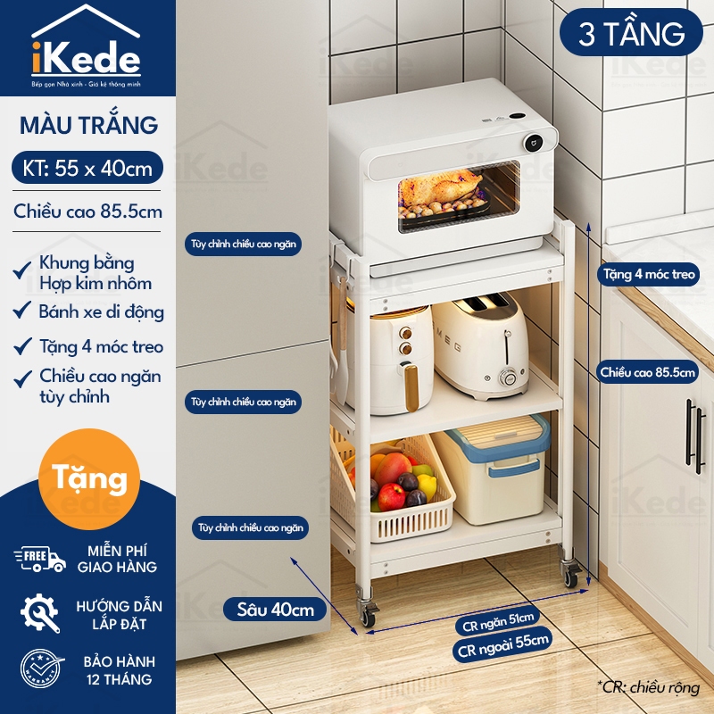 [L40/LD40] KỆ TỦ BẾP ĐA NĂNG DI ĐỘNG HỢP KIM NHÔM SPACEALUMINM CAO CẤP - MÀU ĐEN