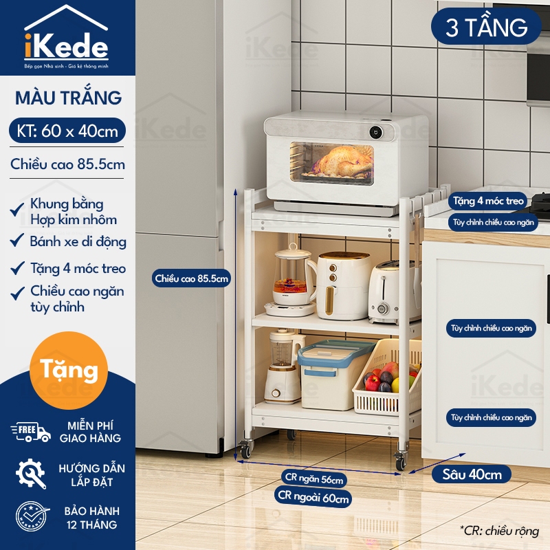 [L40/LD40] KỆ TỦ BẾP ĐA NĂNG DI ĐỘNG HỢP KIM NHÔM SPACEALUMINM CAO CẤP - MÀU ĐEN