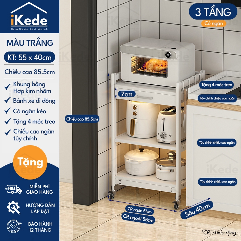 [L40/LD40] KỆ TỦ BẾP ĐA NĂNG DI ĐỘNG HỢP KIM NHÔM SPACEALUMINM CAO CẤP - MÀU ĐEN