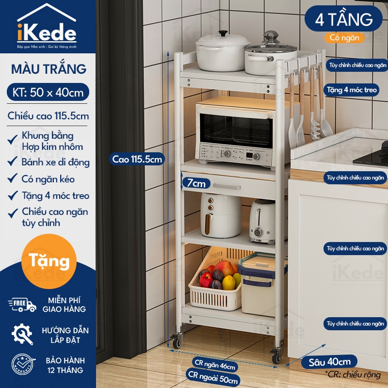 [L40/LD40] KỆ TỦ BẾP ĐA NĂNG DI ĐỘNG HỢP KIM NHÔM SPACEALUMINM CAO CẤP - MÀU ĐEN
