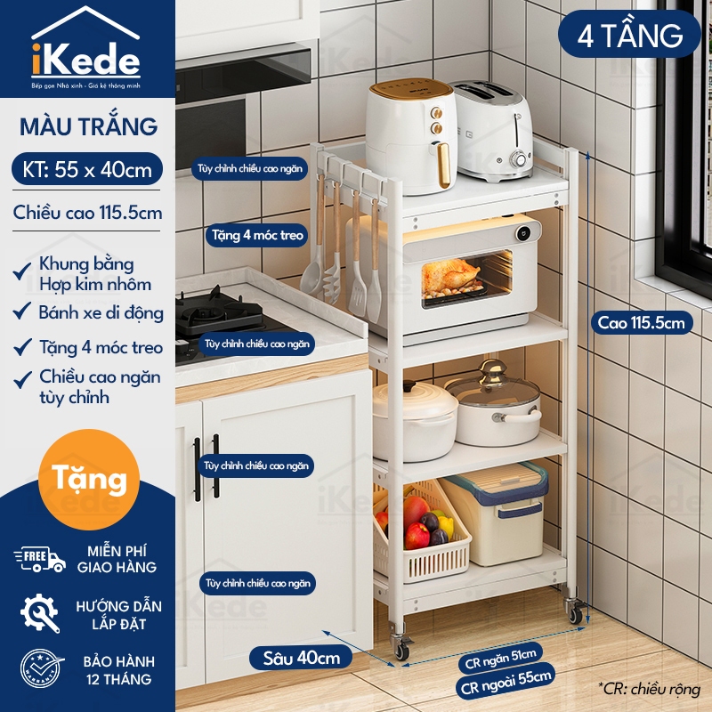 [L40/LD40] KỆ TỦ BẾP ĐA NĂNG DI ĐỘNG HỢP KIM NHÔM SPACEALUMINM CAO CẤP - MÀU ĐEN