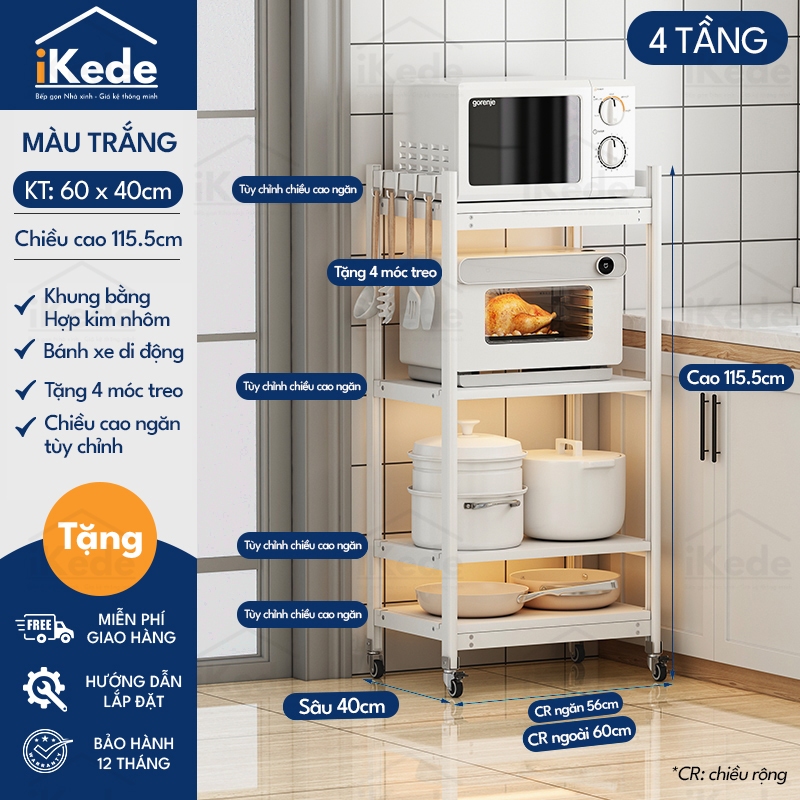 [L40/LD40] KỆ TỦ BẾP ĐA NĂNG DI ĐỘNG HỢP KIM NHÔM SPACEALUMINM CAO CẤP - MÀU ĐEN