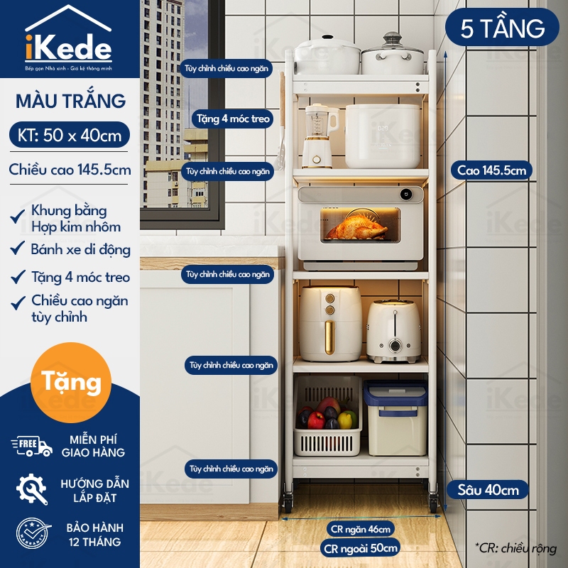 [L40/LD40] KỆ TỦ BẾP ĐA NĂNG DI ĐỘNG HỢP KIM NHÔM SPACEALUMINM CAO CẤP - MÀU ĐEN