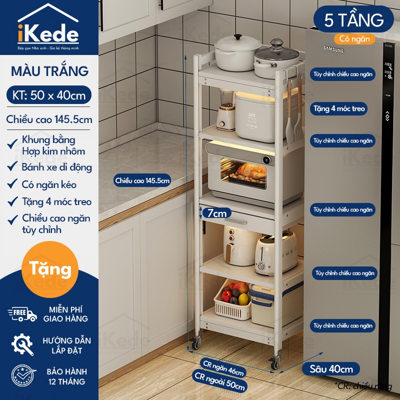 [L40/LD40] KỆ TỦ BẾP ĐA NĂNG DI ĐỘNG HỢP KIM NHÔM SPACEALUMINM CAO CẤP - MÀU ĐEN