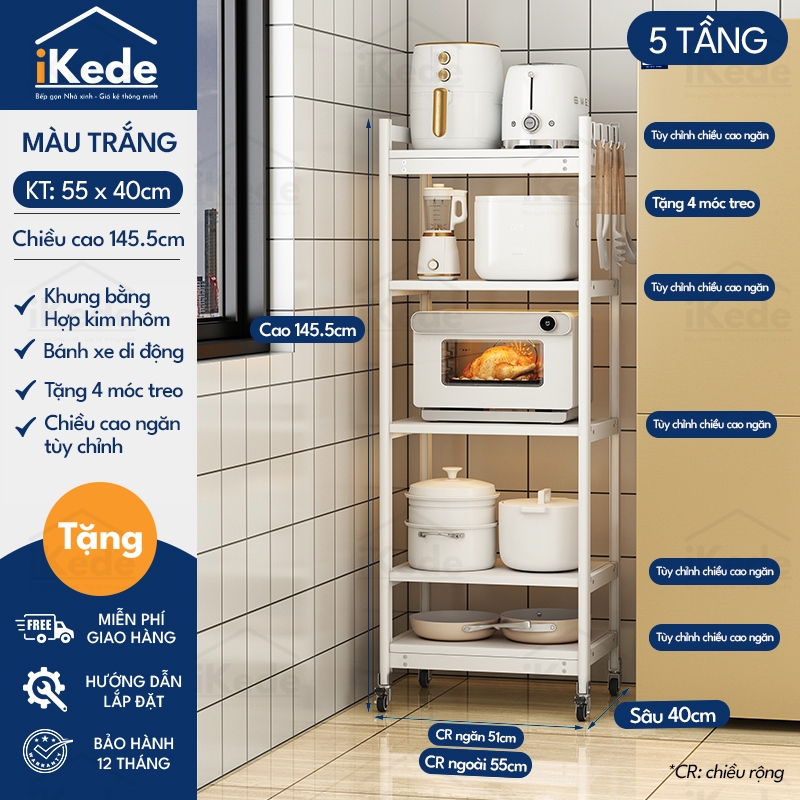 [L40/LD40] KỆ TỦ BẾP ĐA NĂNG DI ĐỘNG HỢP KIM NHÔM SPACEALUMINM CAO CẤP - MÀU ĐEN