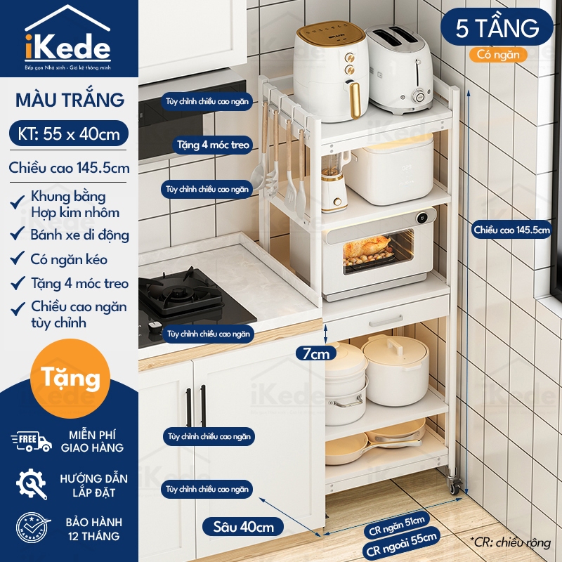 [L40/LD40] KỆ TỦ BẾP ĐA NĂNG DI ĐỘNG HỢP KIM NHÔM SPACEALUMINM CAO CẤP - MÀU ĐEN