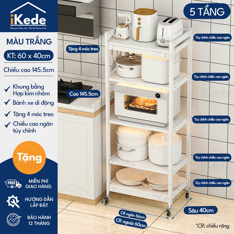 [L40/LD40] KỆ TỦ BẾP ĐA NĂNG DI ĐỘNG HỢP KIM NHÔM SPACEALUMINM CAO CẤP - MÀU ĐEN