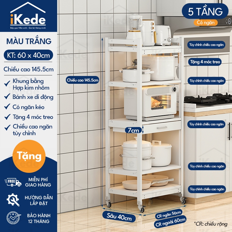 [L40/LD40] KỆ TỦ BẾP ĐA NĂNG DI ĐỘNG HỢP KIM NHÔM SPACEALUMINM CAO CẤP - MÀU ĐEN