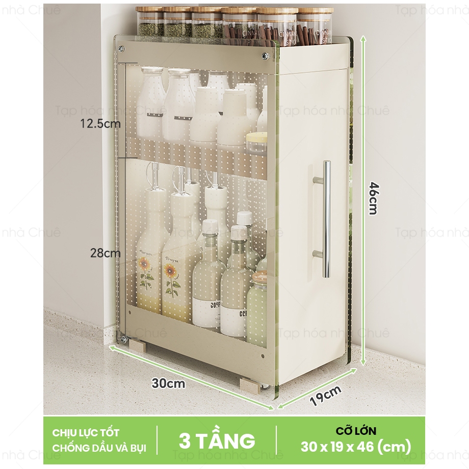 TỦ GIA VỊ VÁCH KÍNH DI ĐỘNG SIÊU MỎNG