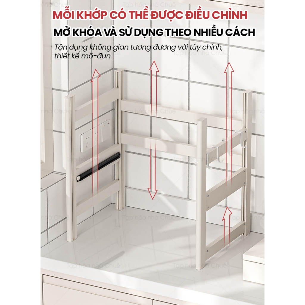 KỆ LÒ NƯỚNG KỆ BẾP ĐA NĂNG CÓ NGĂN KÉO LƯU TRỮ CHIỀU CAO TÙY CHỈNH LINH HOẠT KỆ BẾP 2 TẦNG Trắng-3T-R50 Sâu 40cm