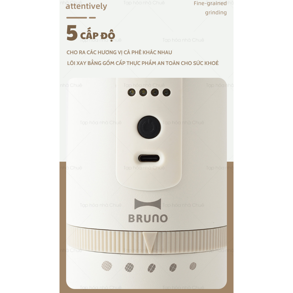 MÁY XAY VÀ PHA CÀ PHÊ CẦM TAY 3 IN 1 TIỆN LỢI THÔNG MINH BRUNO