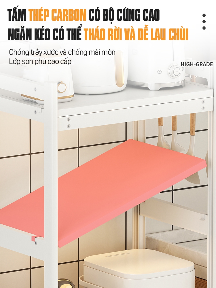[L40/LD40] KỆ TỦ BẾP ĐA NĂNG DI ĐỘNG HỢP KIM NHÔM SPACEALUMINM CAO CẤP - MÀU ĐEN