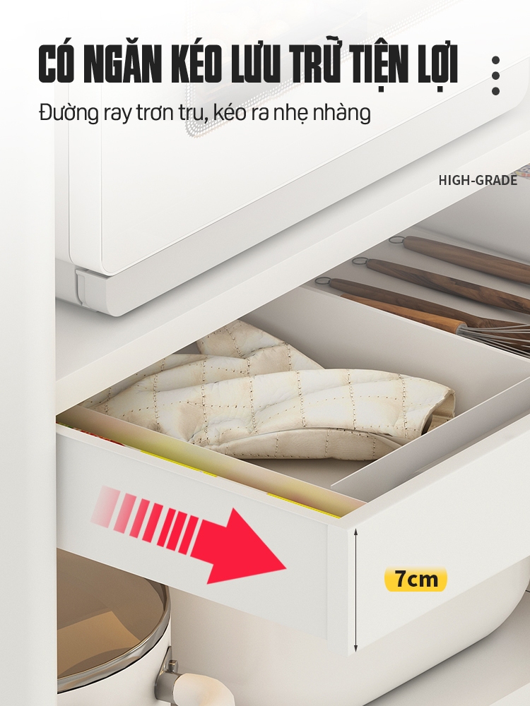 [L40/LD40] KỆ TỦ BẾP ĐA NĂNG DI ĐỘNG HỢP KIM NHÔM SPACEALUMINM CAO CẤP - MÀU ĐEN
