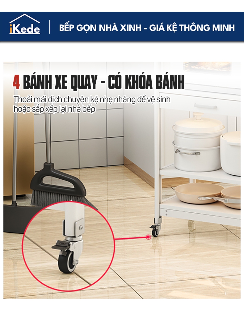 [L40/LD40] KỆ TỦ BẾP ĐA NĂNG DI ĐỘNG HỢP KIM NHÔM SPACEALUMINM CAO CẤP - MÀU ĐEN